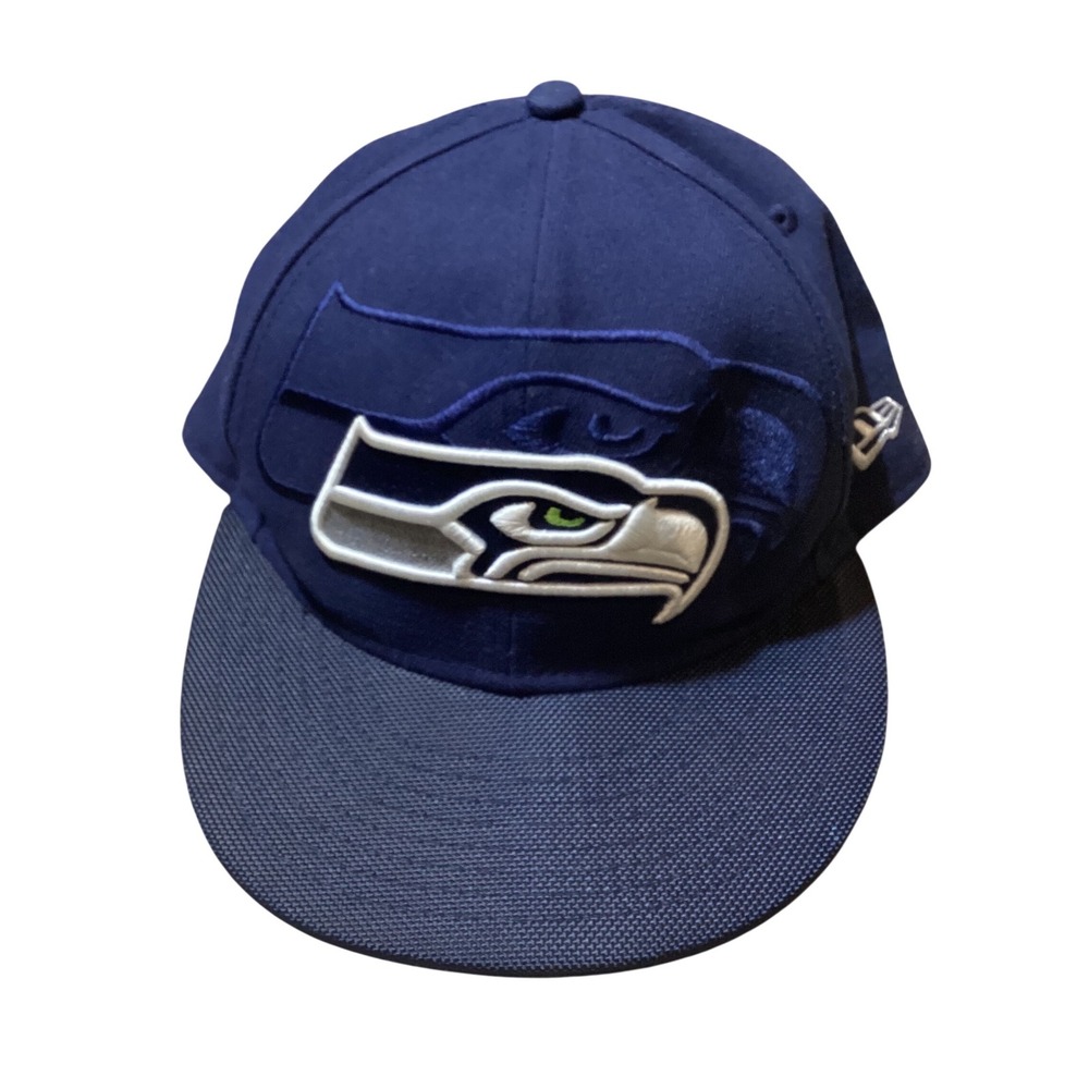 New Era Seattle Seahawks Hat Mens OSFM Navy Blue Excellent 9FIFTY Snapback Cap
